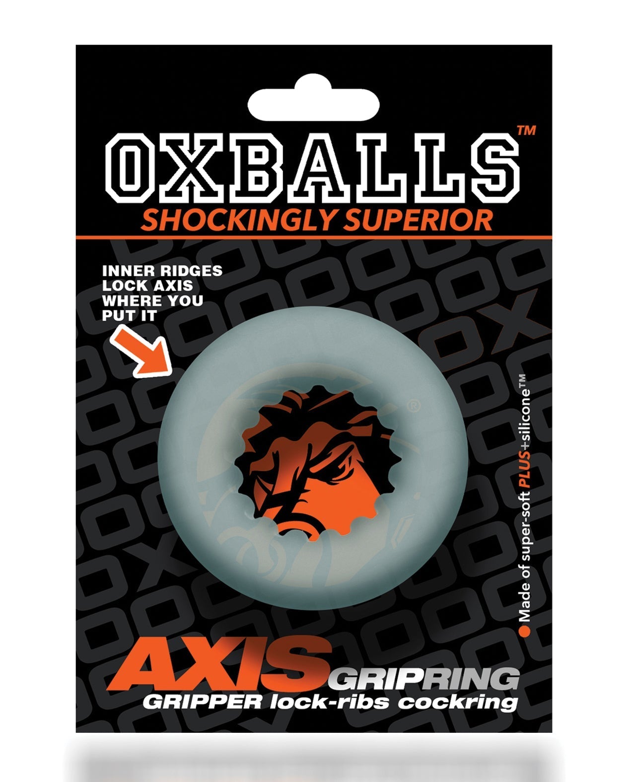 Oxballs Axis Rib Griphold Penisring - Klares Eis