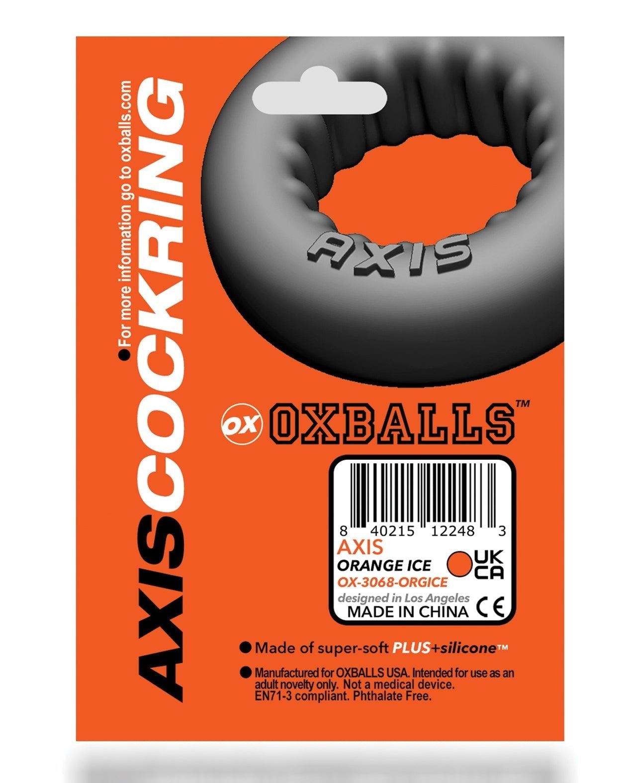 Oxballs Axis Rib Griphold Penisring - Klares Eis