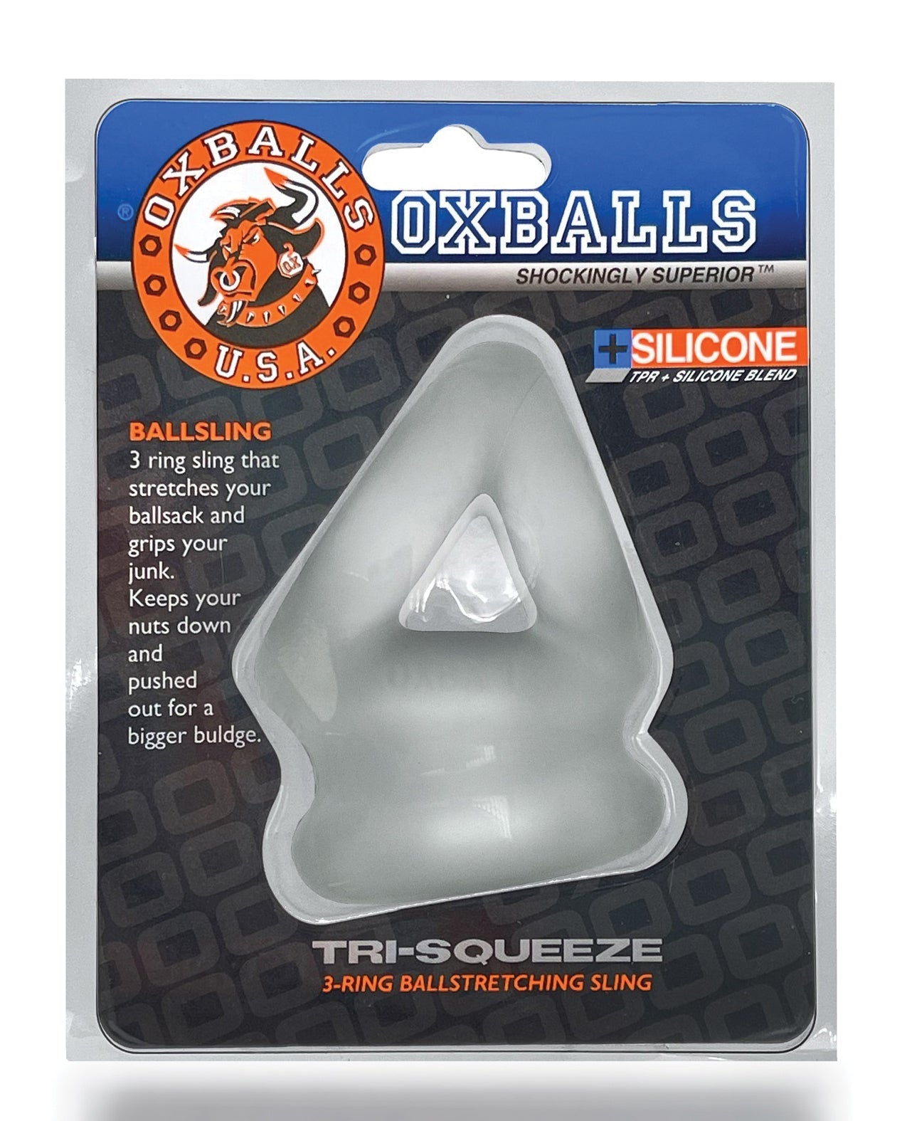 Oxballs Tri Squeeze Cocksling & Ballstretcher - Clear Ice