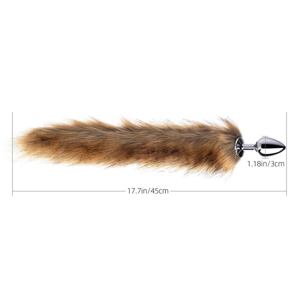 Long Fox Tail Butt Plug - Brown Fur
