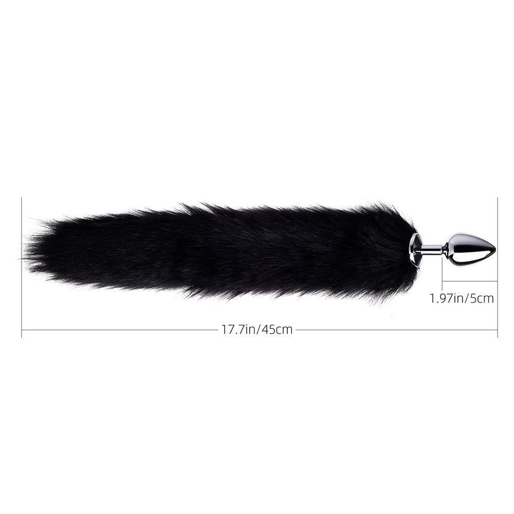 Long Fox Tail Plug - Black Fur