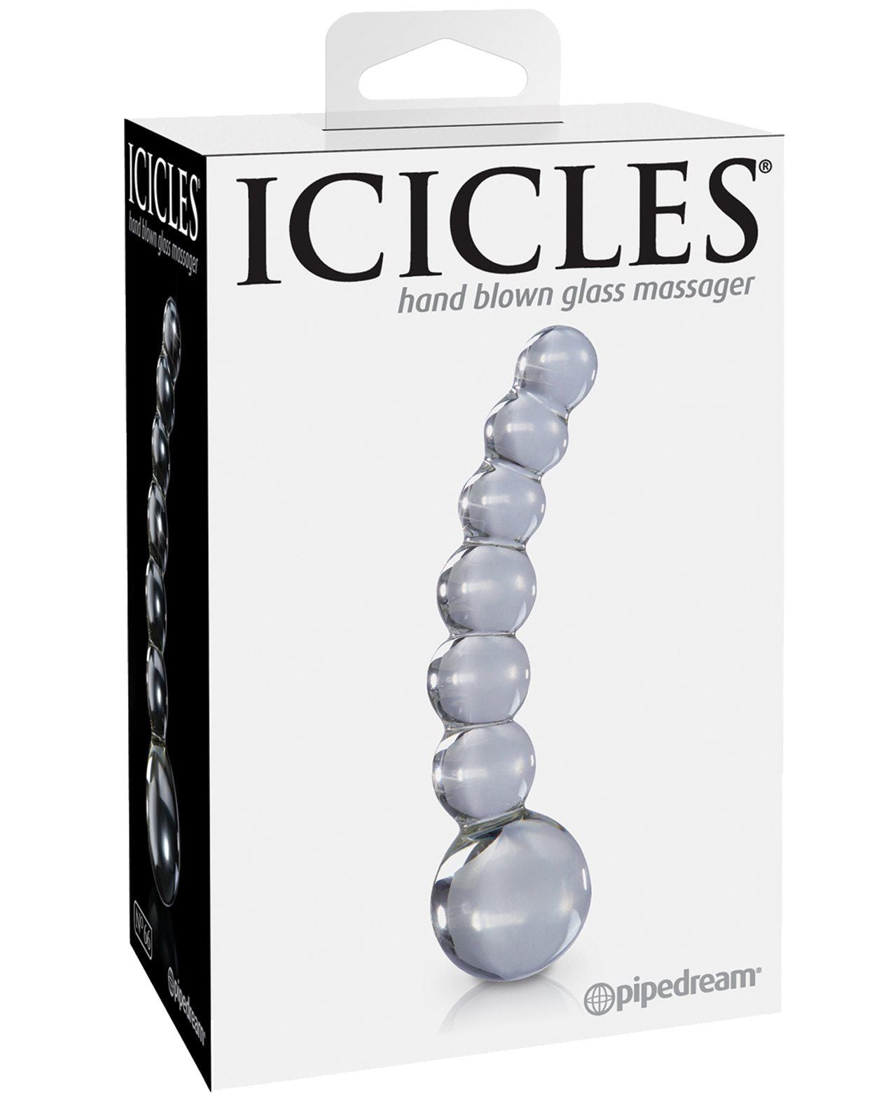 Icicles Nr. 66 G-Punkt-Dildo aus mundgeblasenem Glas, transparent