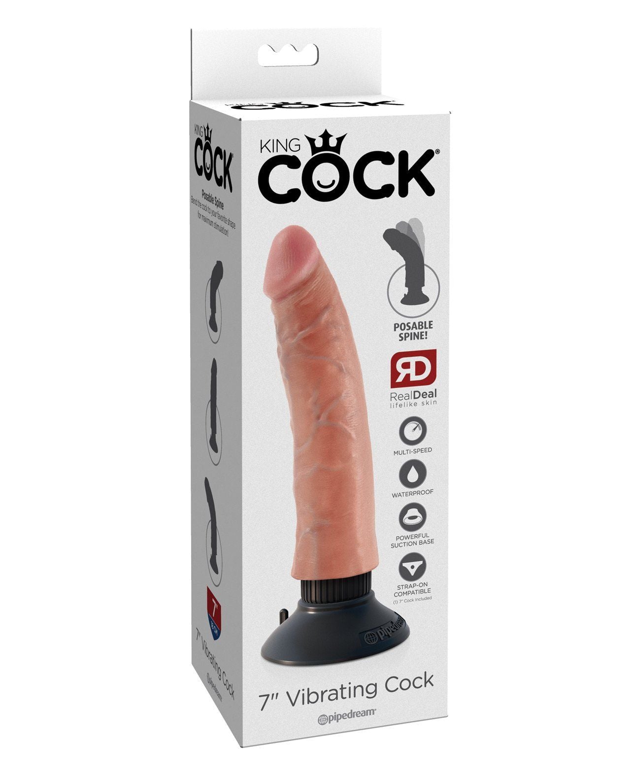 King Cock 7" Vibrating Cock - Flesh