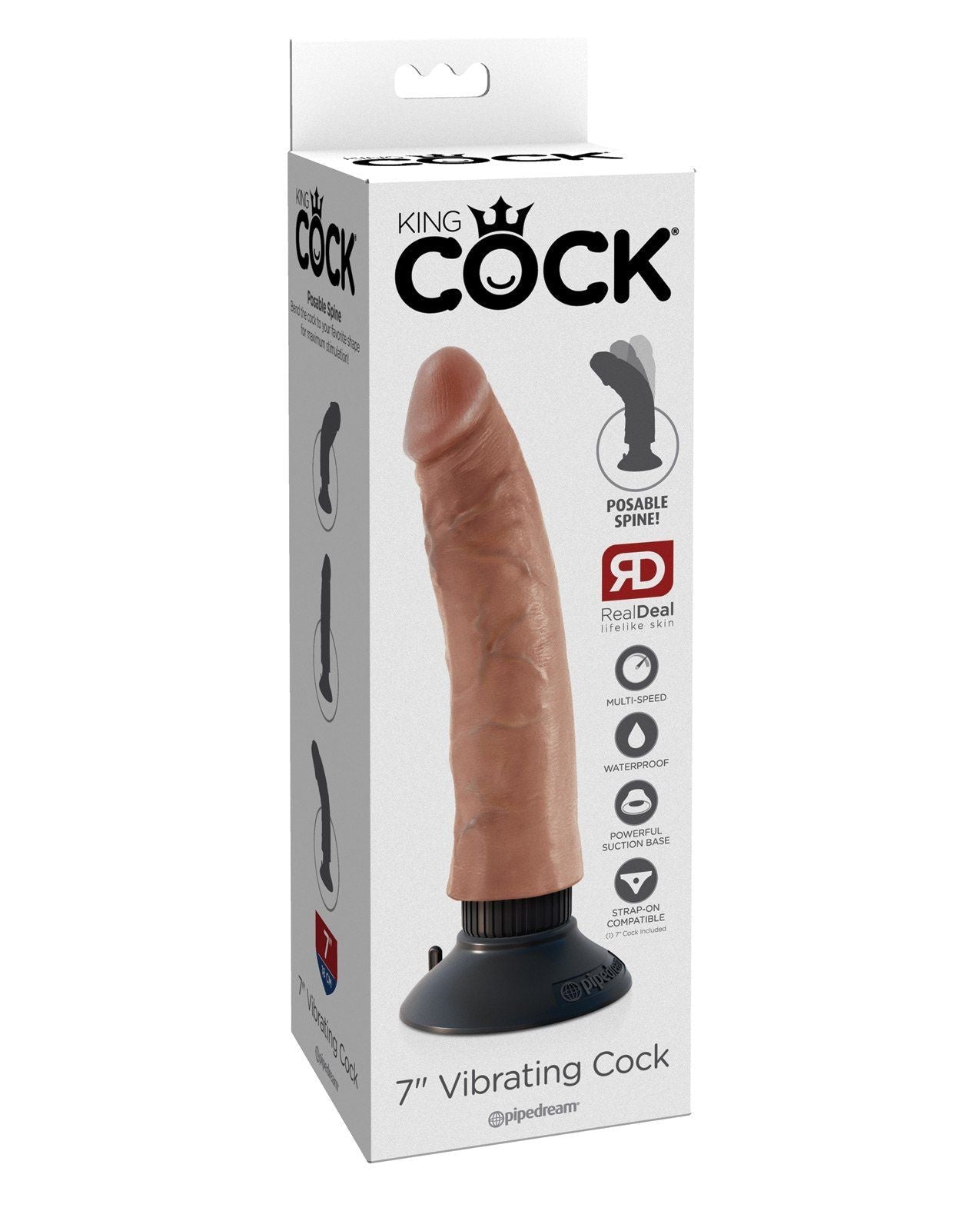 Pénis vibrant King Cock 7" - Tan