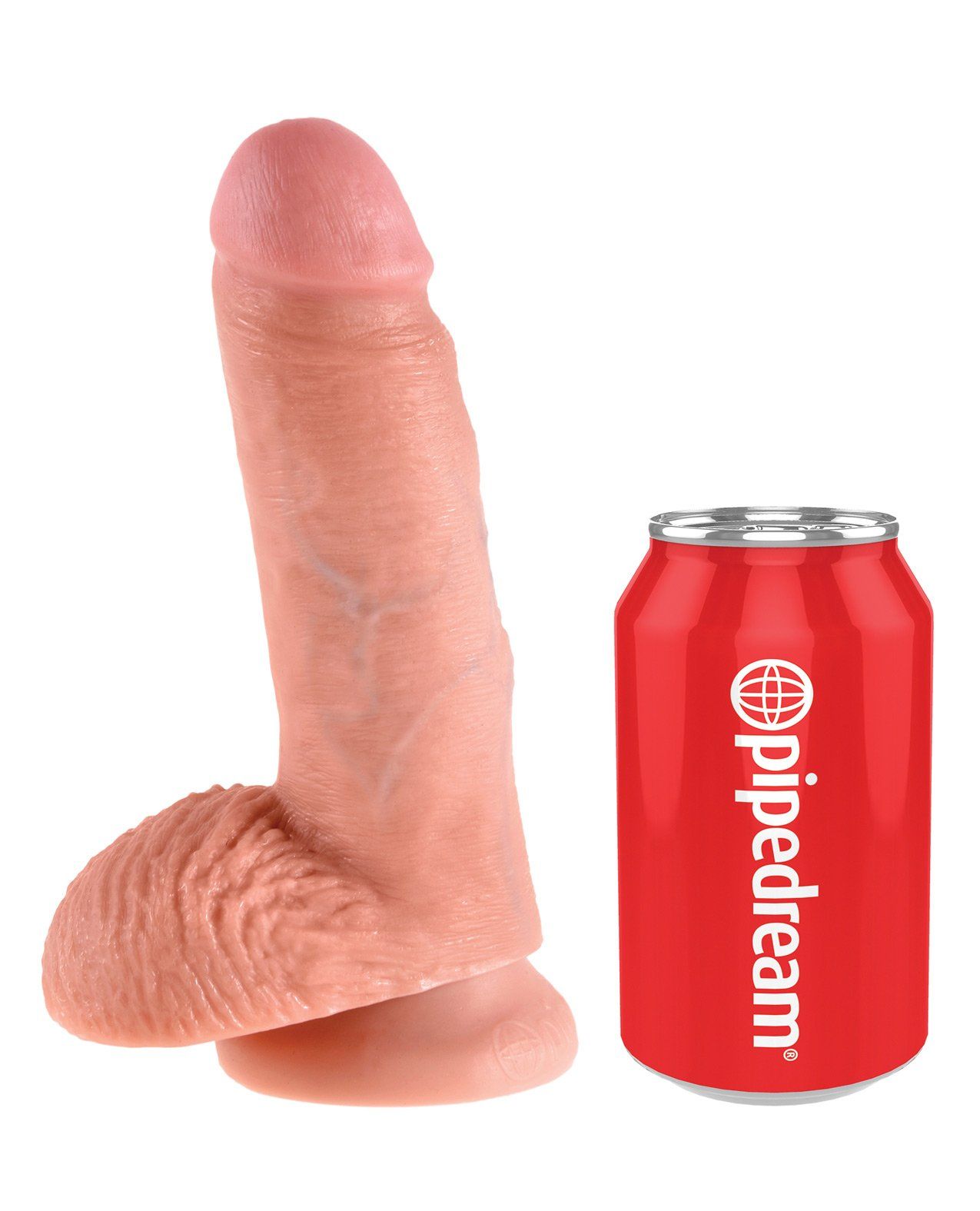 King Cock 7" Penis mit Hoden - Hautfarben