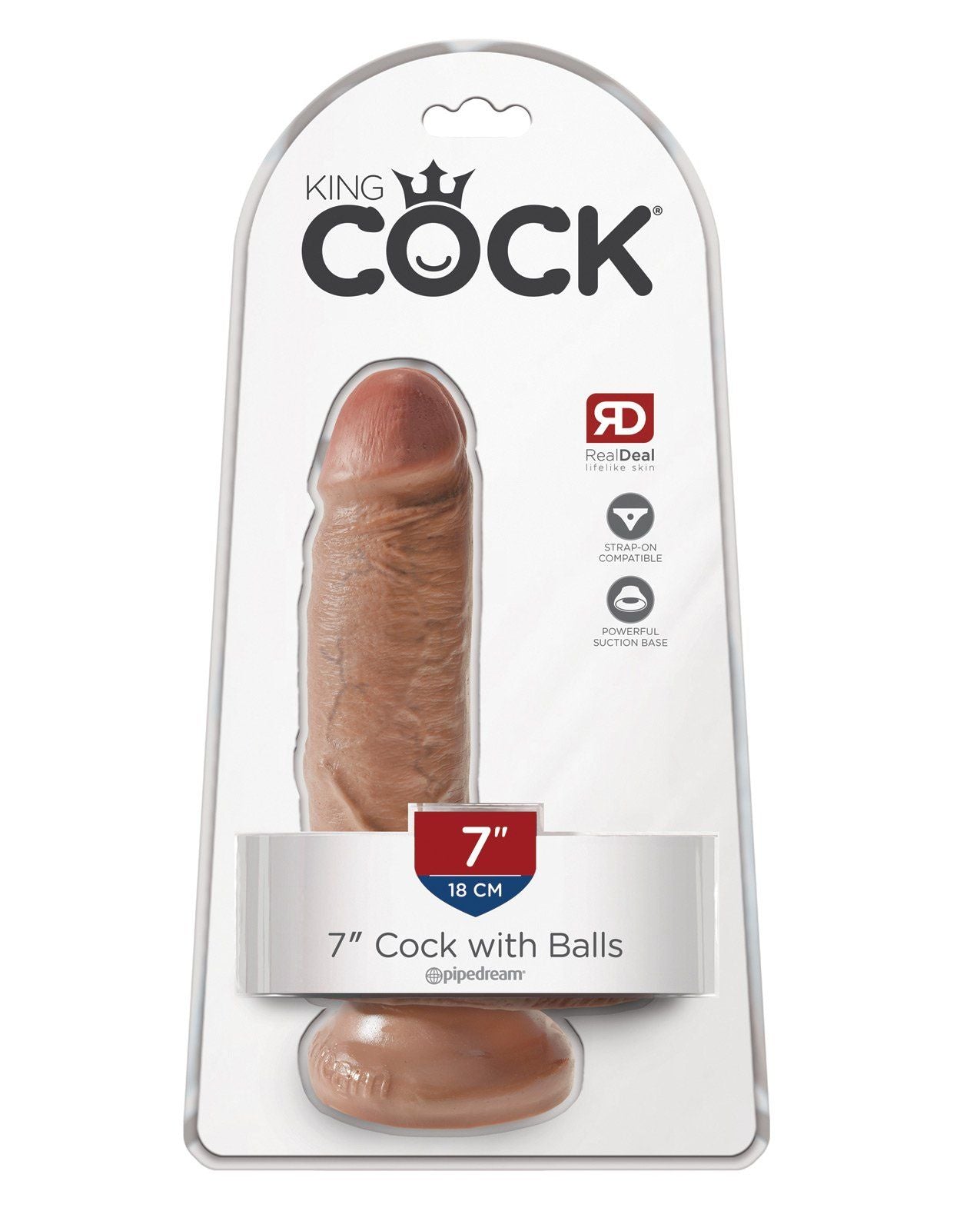 Cock King Cock 7" avec boules - Tan