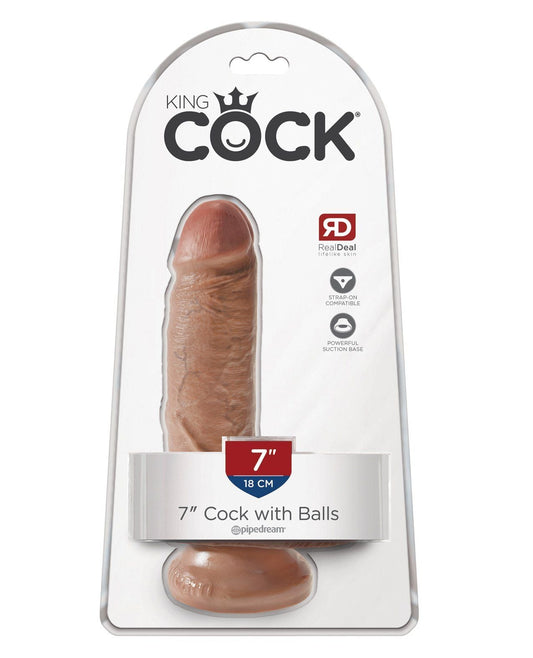 King Cock 7" Cock w/Balls - Tan