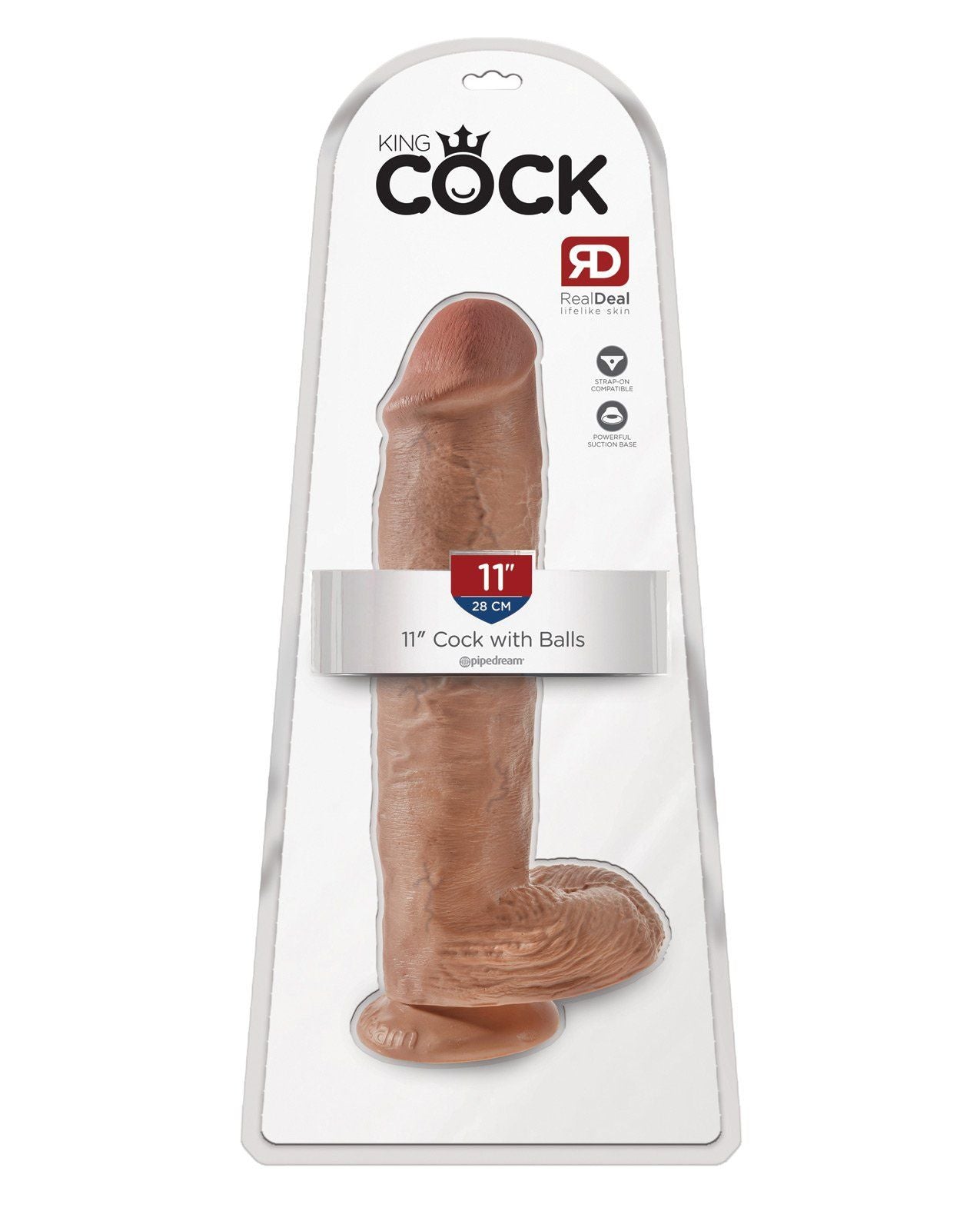 King Cock 11" Penis mit Hoden - Hellbraun