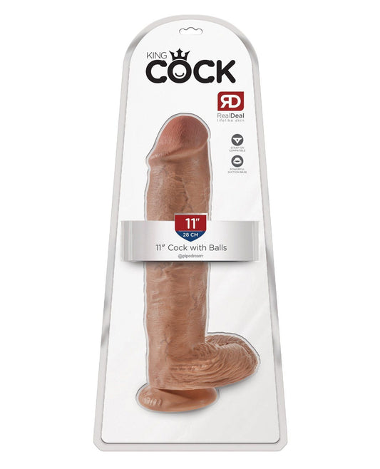 King Cock 11" Penis mit Hoden - Hellbraun