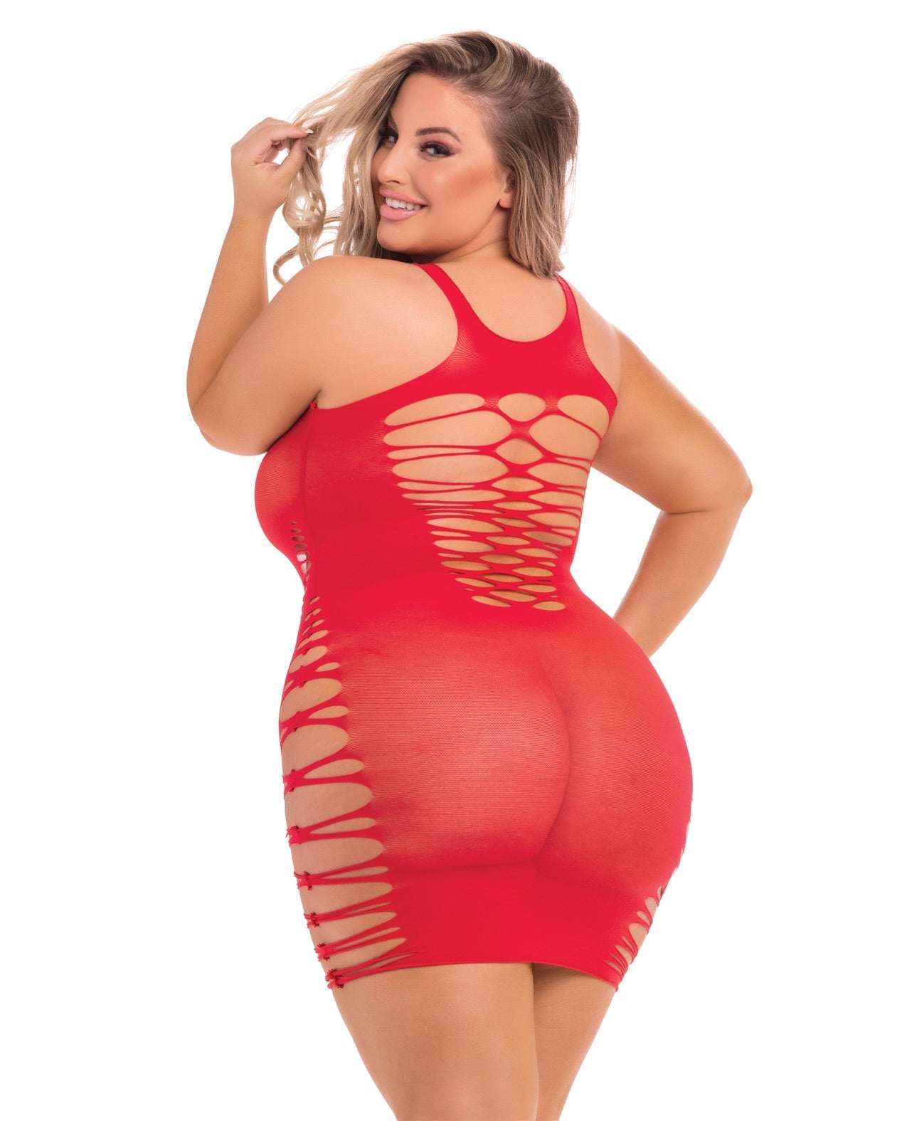 Pink Lipstick Back 2 Basixxx Hi Neck Dress - Red