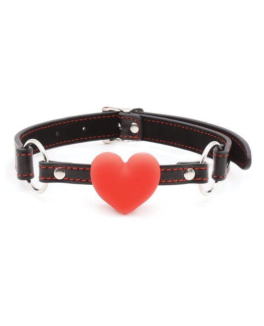 Plesur Heart Ball Gag mit roten Herzen - Schwarz