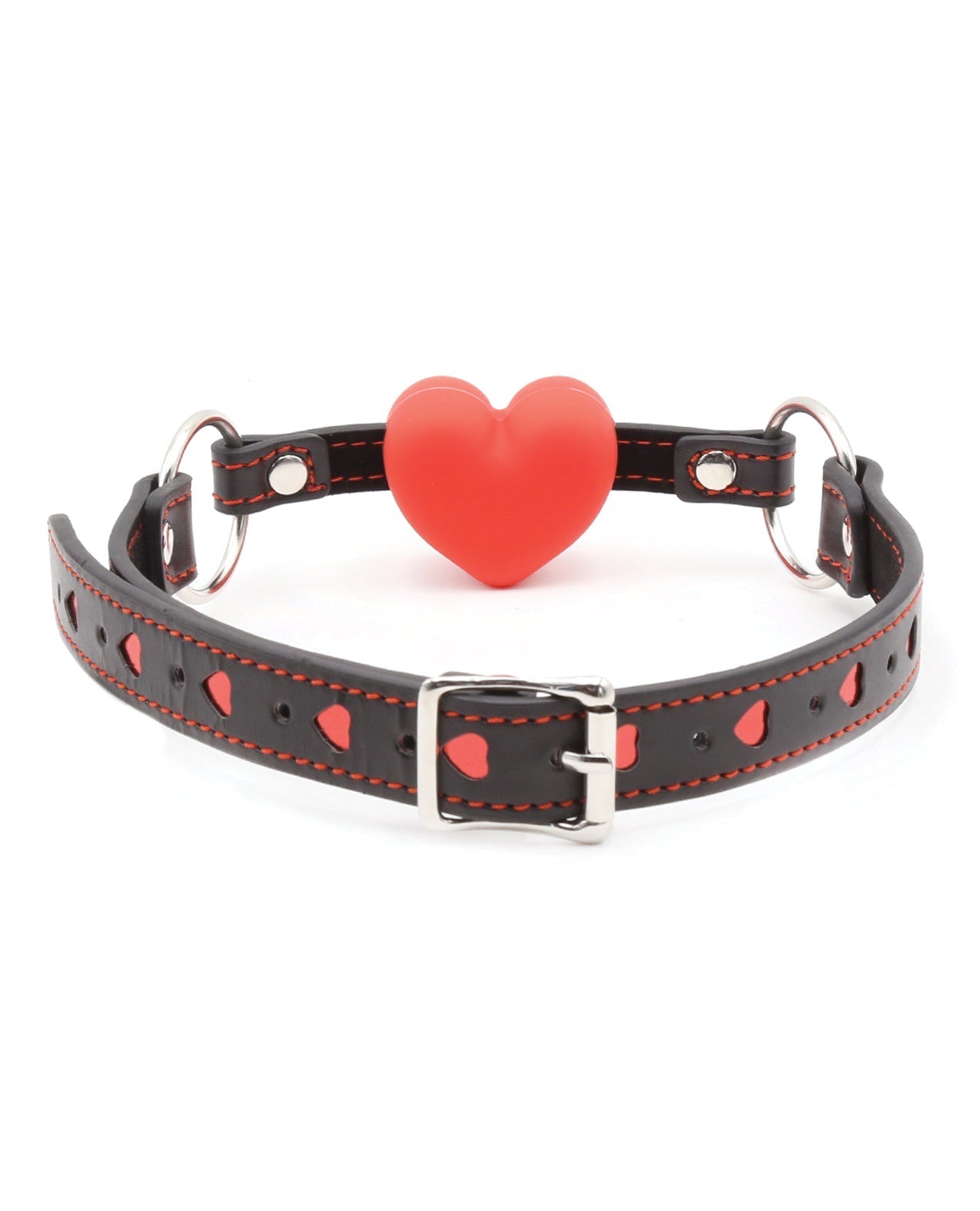 Plesur Heart Ball Gag mit roten Herzen - Schwarz