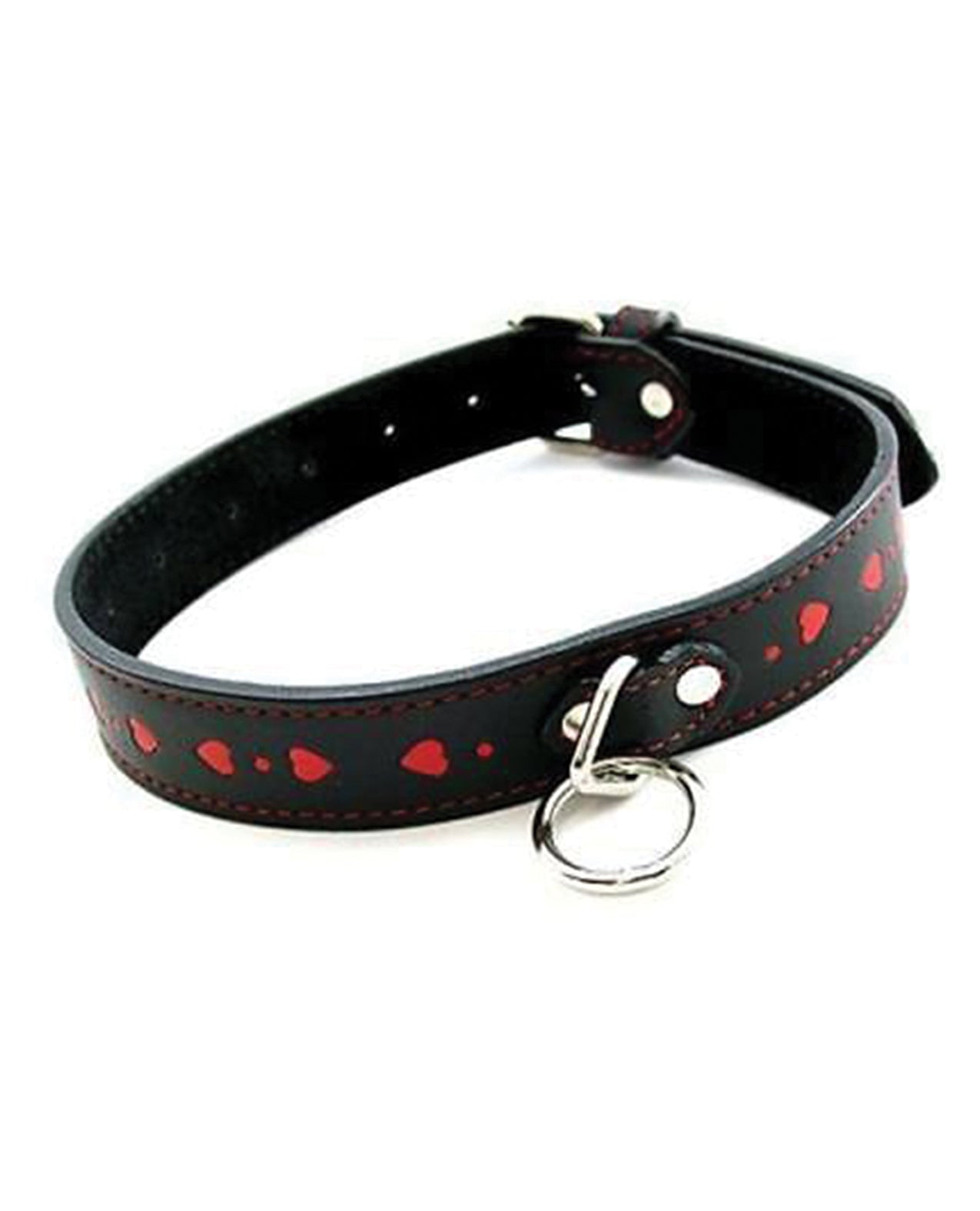 Collier en PVC Plesur avec cœurs - Noir/Rouge