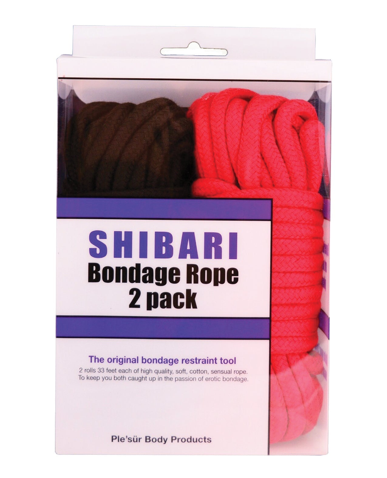 Lot de 2 cordes de bondage Shibari en coton Plesur - Noir/Rouge