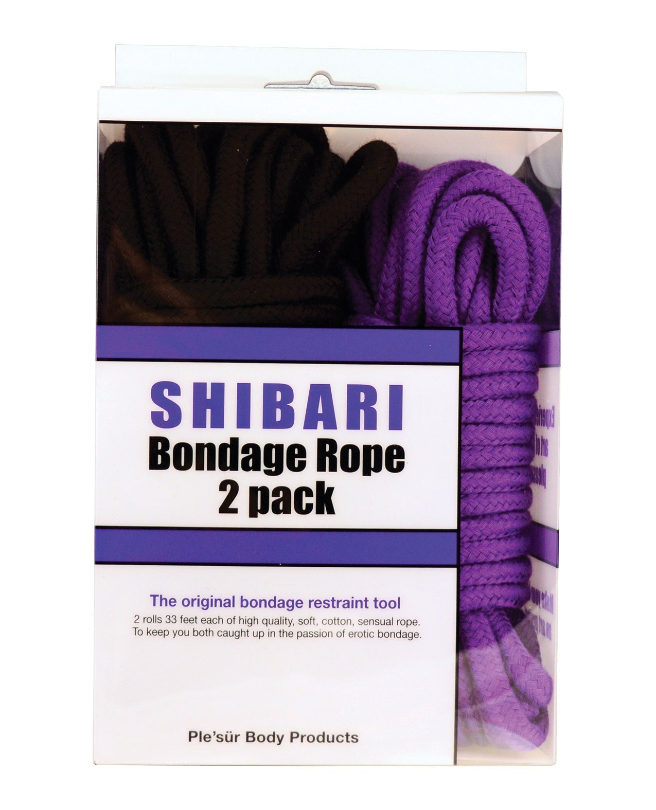 Plesur Shibari-Bondageseil aus Baumwolle, 2er-Pack, Schwarz/Lila