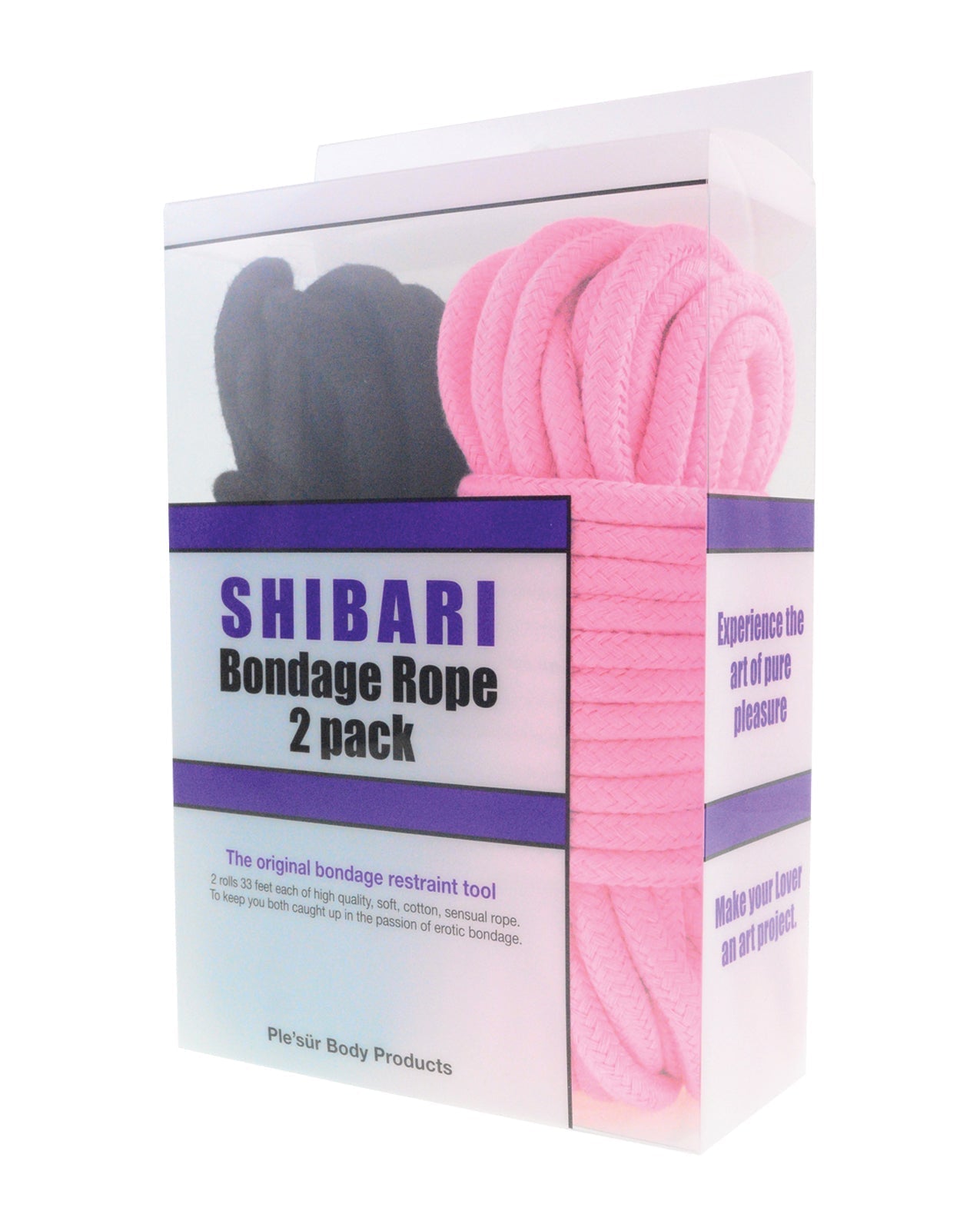 Lot de 2 cordes de bondage Shibari en coton Plesur - Noir/Rose