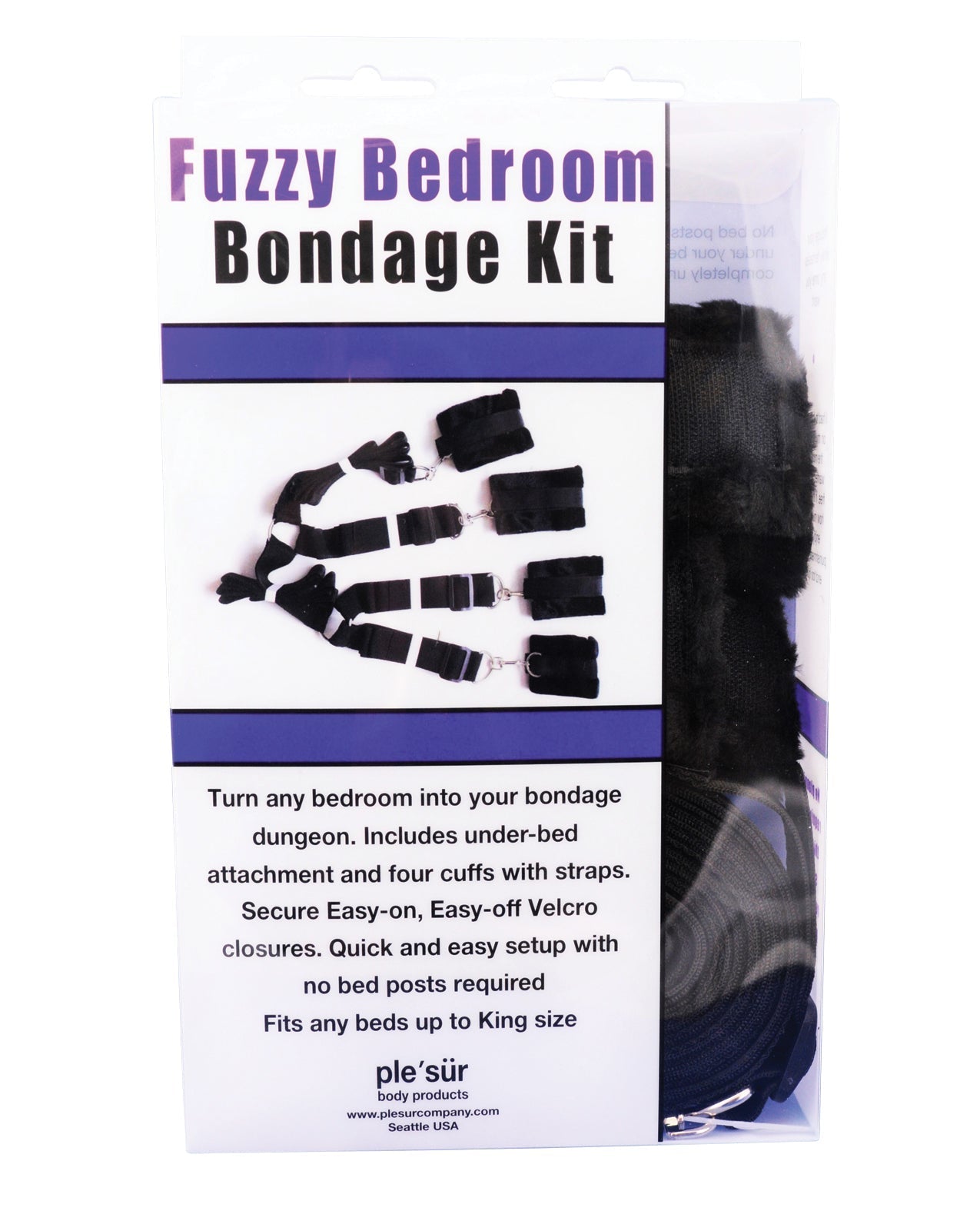 Kit de bondage pour chambre à coucher Fuzzy de Plesur - Noir