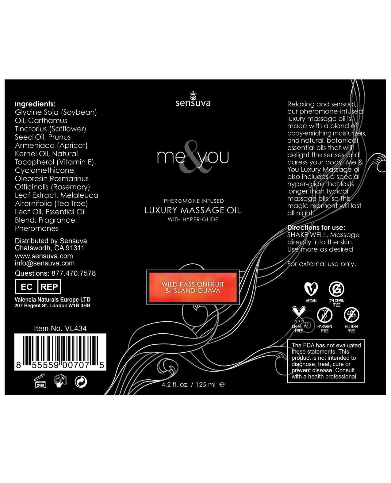 Sensuva Me & You Massage Oil - 4.2 oz Passion Fruit Guava