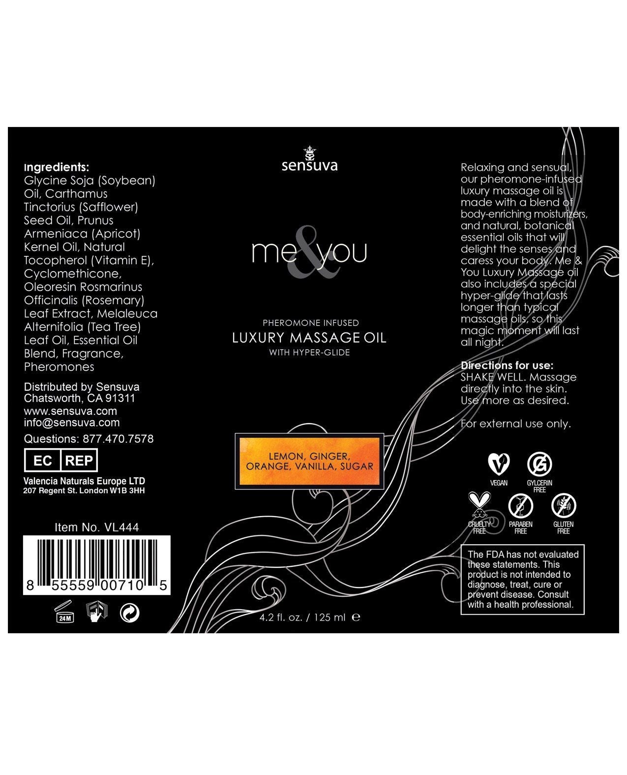 Sensuva Me &amp; You Massageöl - 4,2 oz Zucker &amp; Zitrus