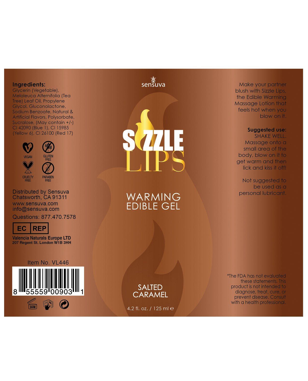 Sensuva Sizzle Lips Warming Gel - 4.2 oz Salted Caramel