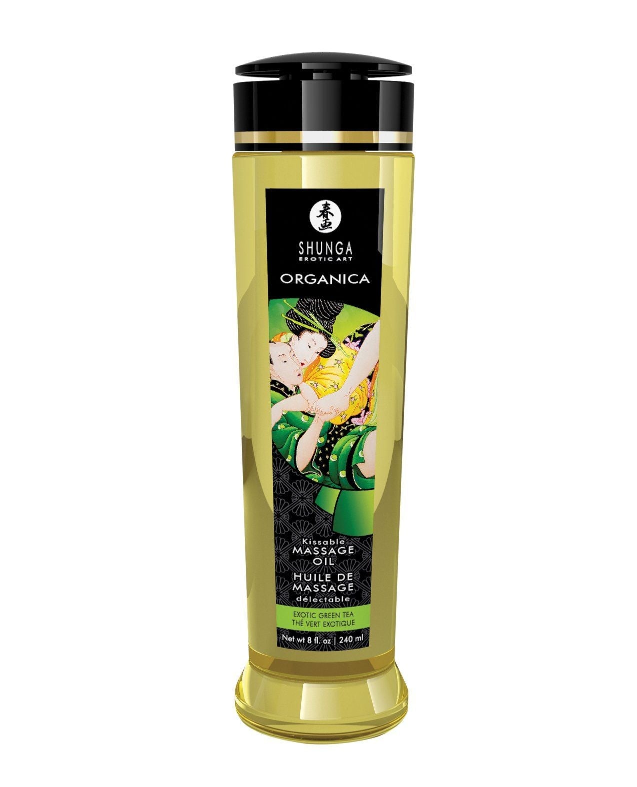 Shunga Bio-Massageöl zum Küssen, 256 ml, exotischer Grüntee