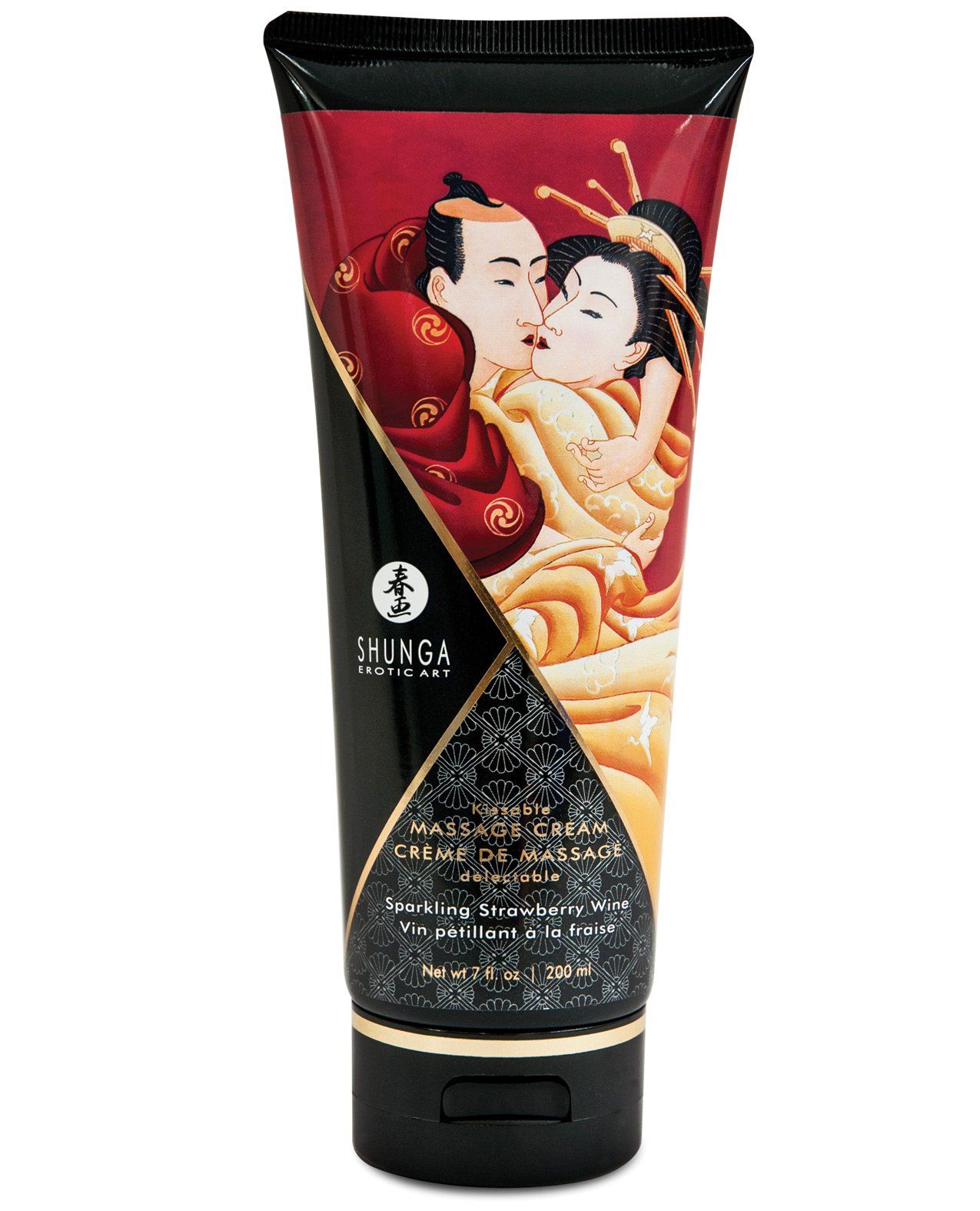 Crème de massage embrassable Shunga - 200 ml - Vin de fraise pétillant