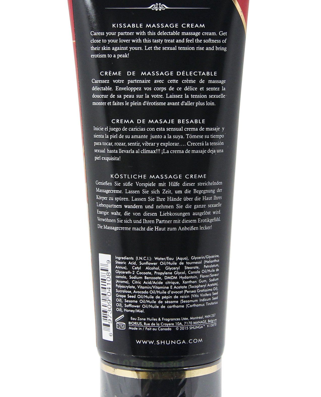 Crème de massage embrassable Shunga - 200 ml - Vin de fraise pétillant