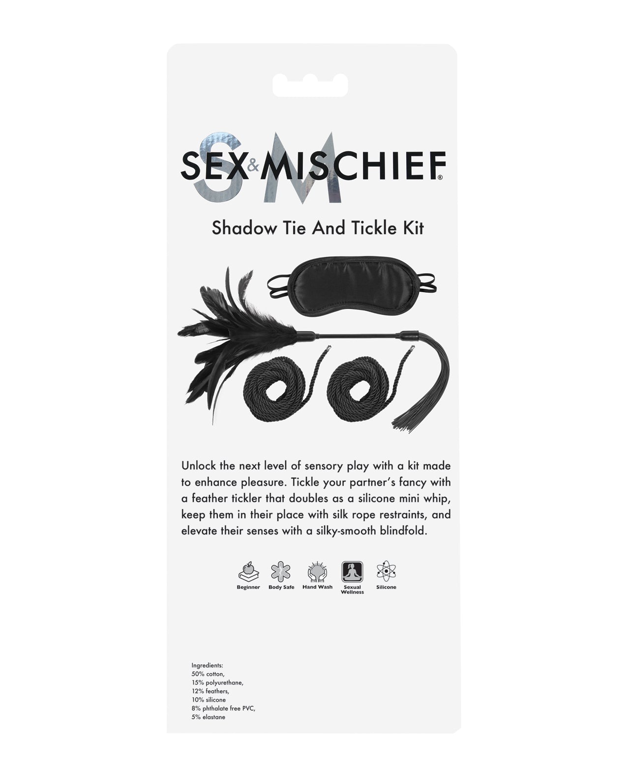 Kit de cravates et de chatouilles Sex &amp; Mischief Shadow - Noir