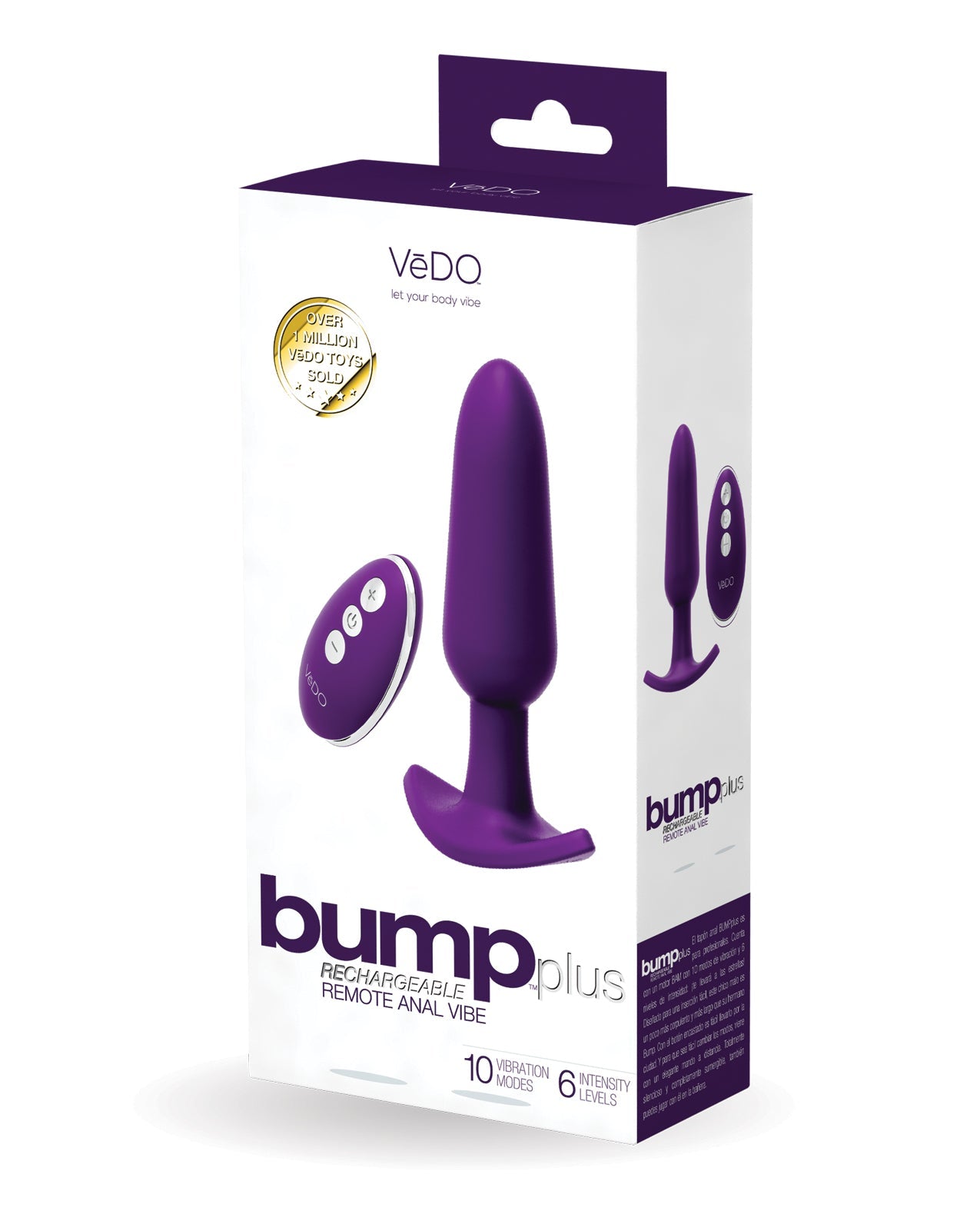 VeDO Bump Plus Rechareable Remote Control Anal Vibe - Deep Purple