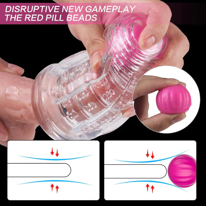 Wynn - Detachable Ball Vibrator & Pocket Pussy Manual Male Stroker