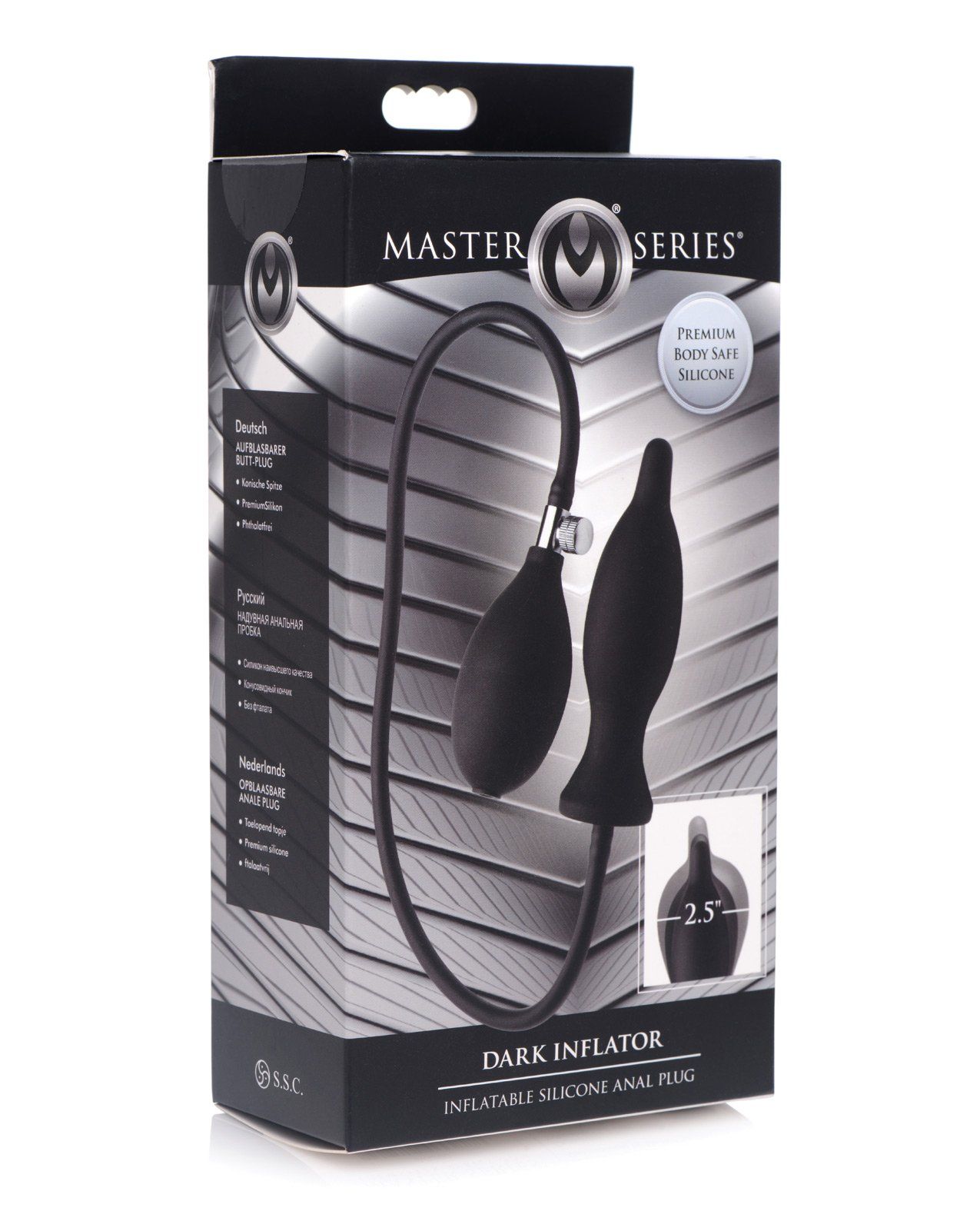 Plug anal gonflable en silicone Master Series Dark Inflator - Noir