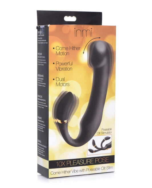 Inmi 10x Pleasure Pose Come Hither Vibe avec stimulateur de clitoris articulé - Noir