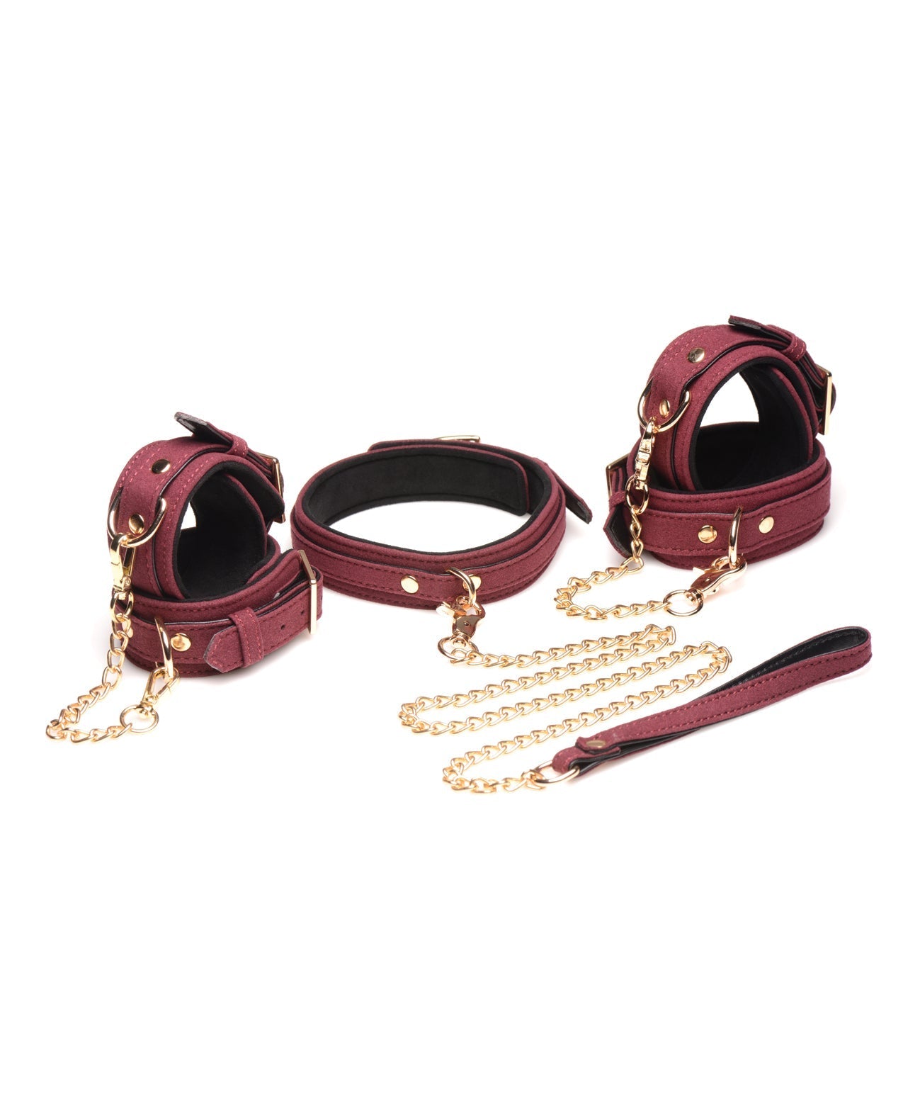 Master Series Velvet 6-teiliges Bondage-Set - Burgunderrot