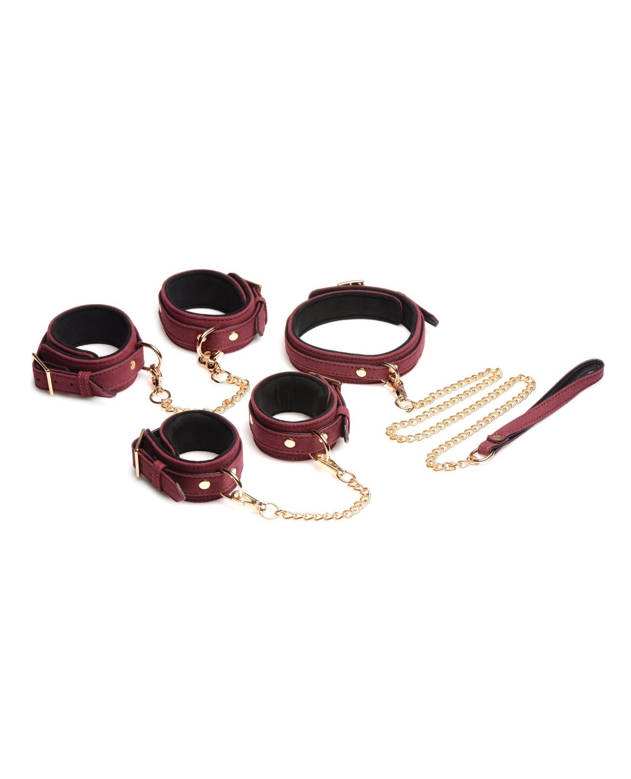 Master Series Velvet 6-teiliges Bondage-Set - Burgunderrot