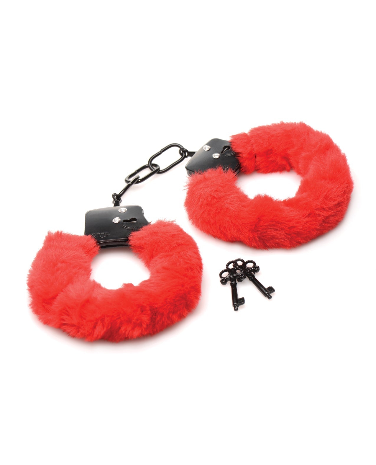 Master Series Cuffed in Fur Furry Handcuffs - Red