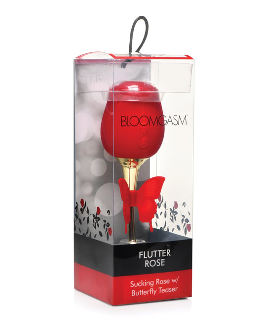 Inmi Bloomgasm Flutter Rose 10X Suction/Vibrator w/Butterfly Teaser - Red