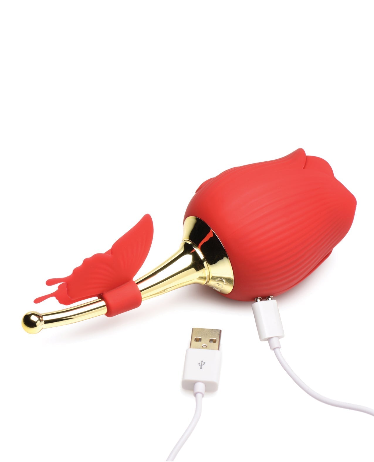 Inmi Bloomgasm Flutter Rose 10X Vibromasseur à succion avec papillon Teaser - Rouge