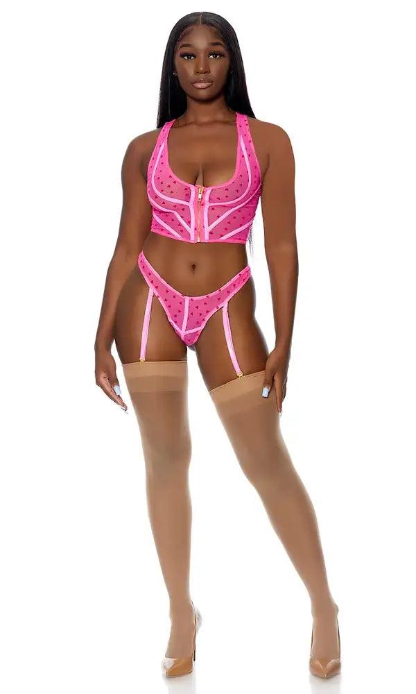 Pink Heart To Handle Lingerie Set