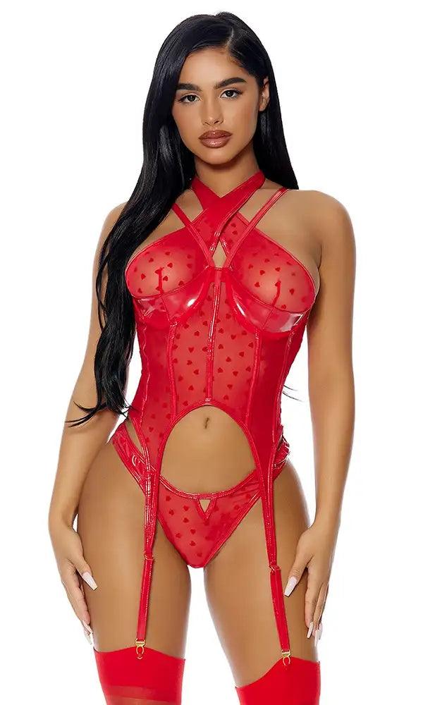 Red Take To Heart Lingerie Set