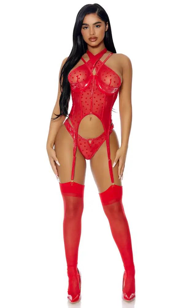 Red Take To Heart Lingerie Set