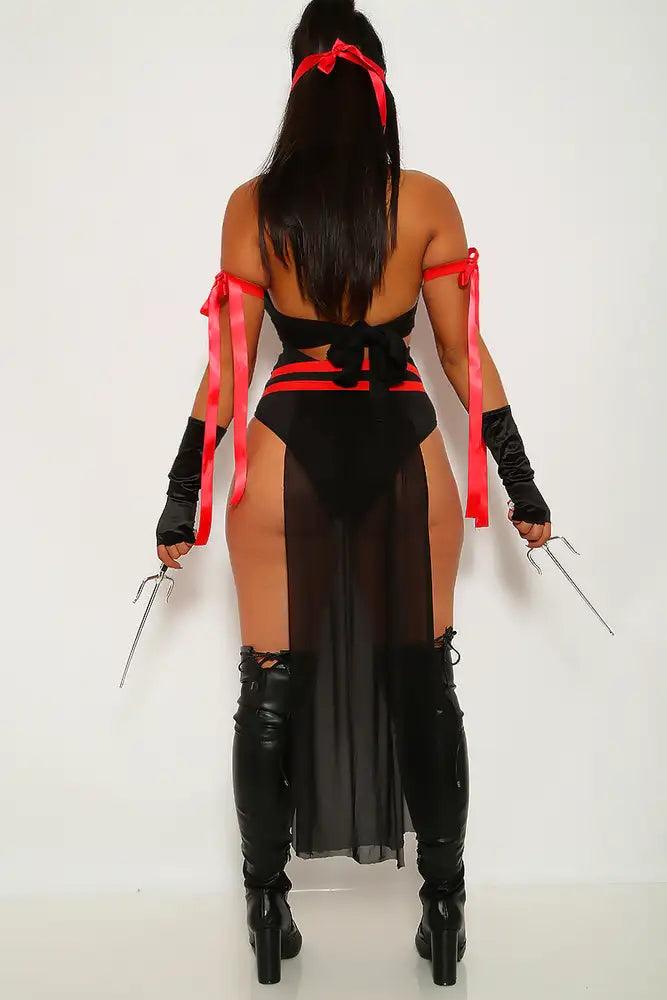 Sexy Black Red Ninja Assassin 5 Piece Halloween Costume