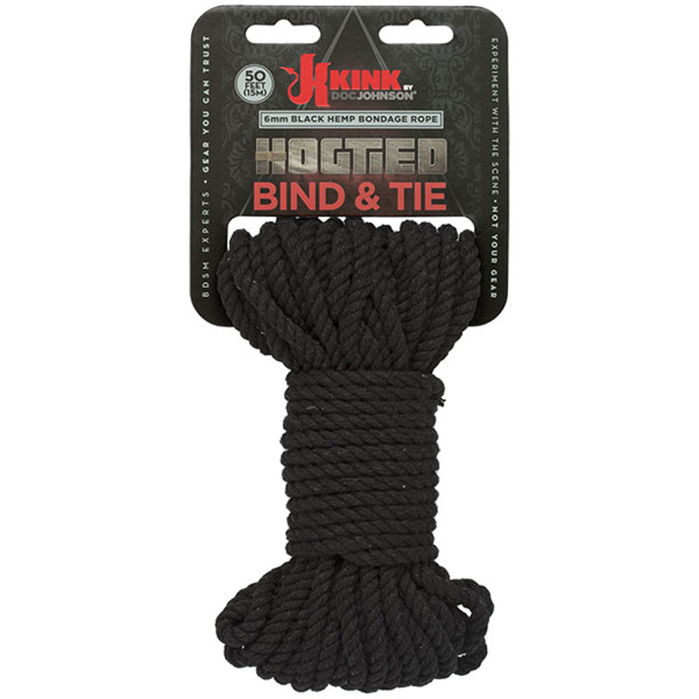 Hogtied - Bind & Tie - 6mm Hemp Bondage Rope - 50 Feet - Black