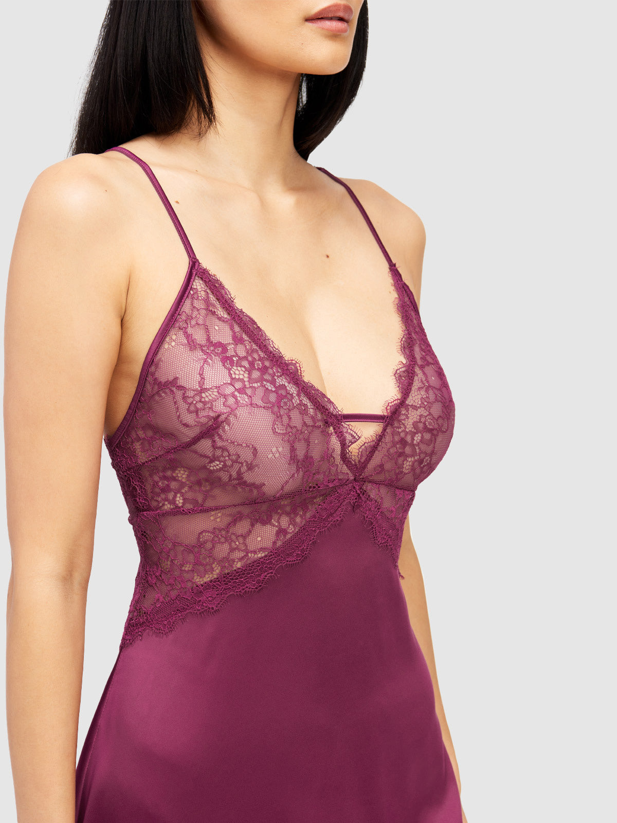 Aniya Satin And Eyelash Lace Babydoll