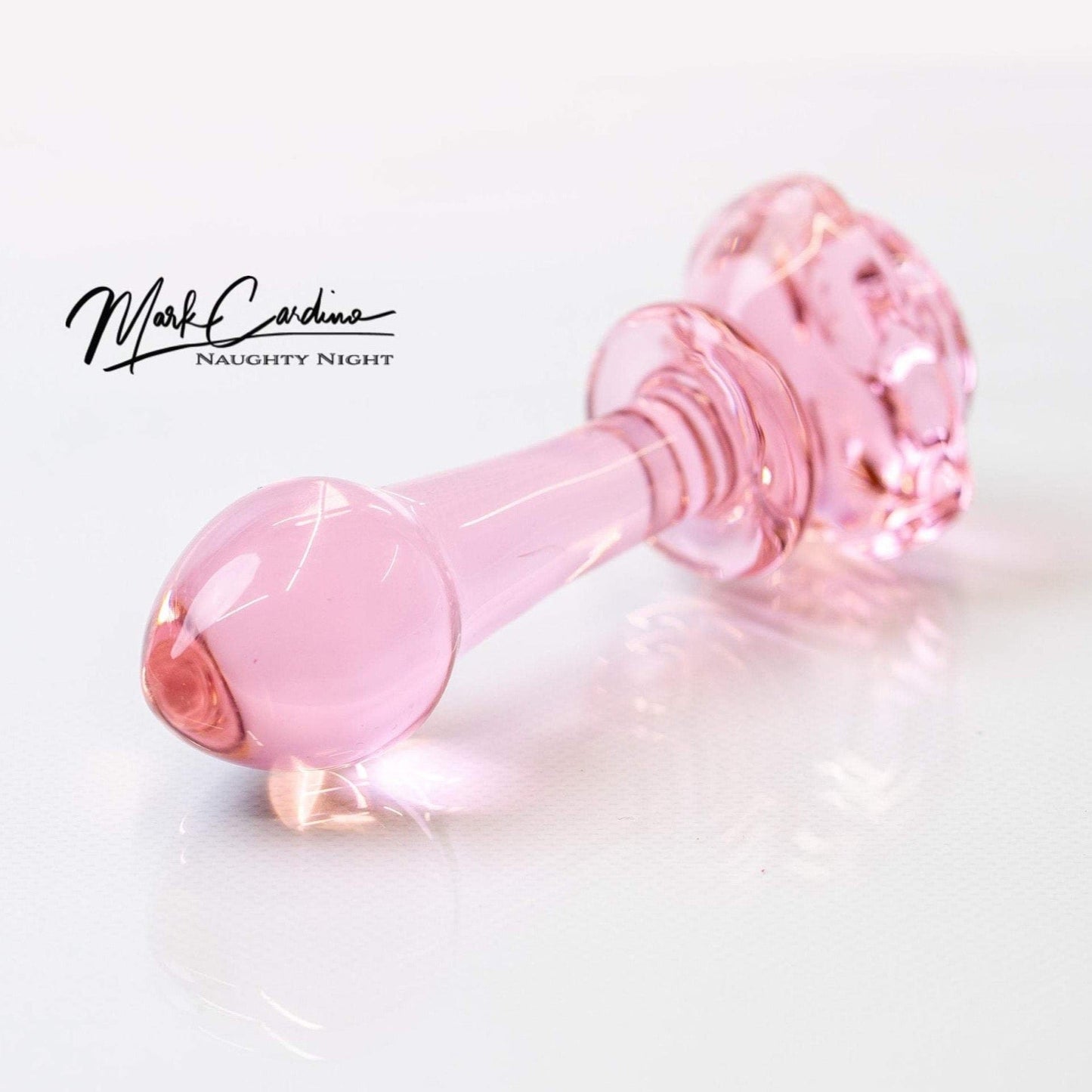 Glass Dildo - Pink Flower Sex Toy Butt Plug Dildo
