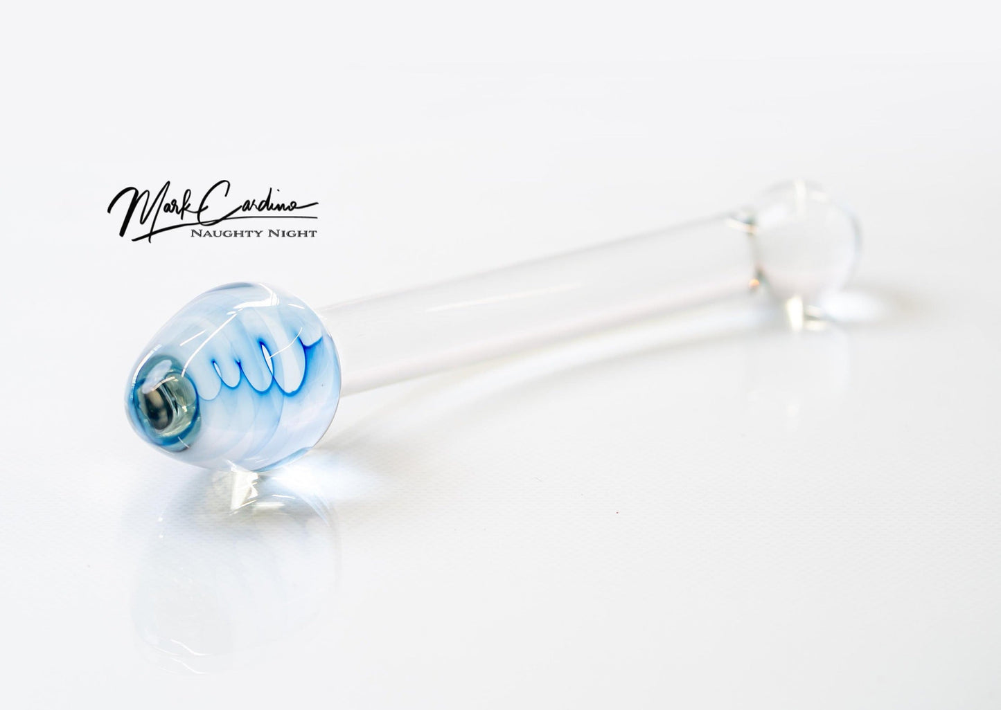 Glass Dildo - Ocean Wave's - Clear Glass Dildo With a Blue Swirled Tip