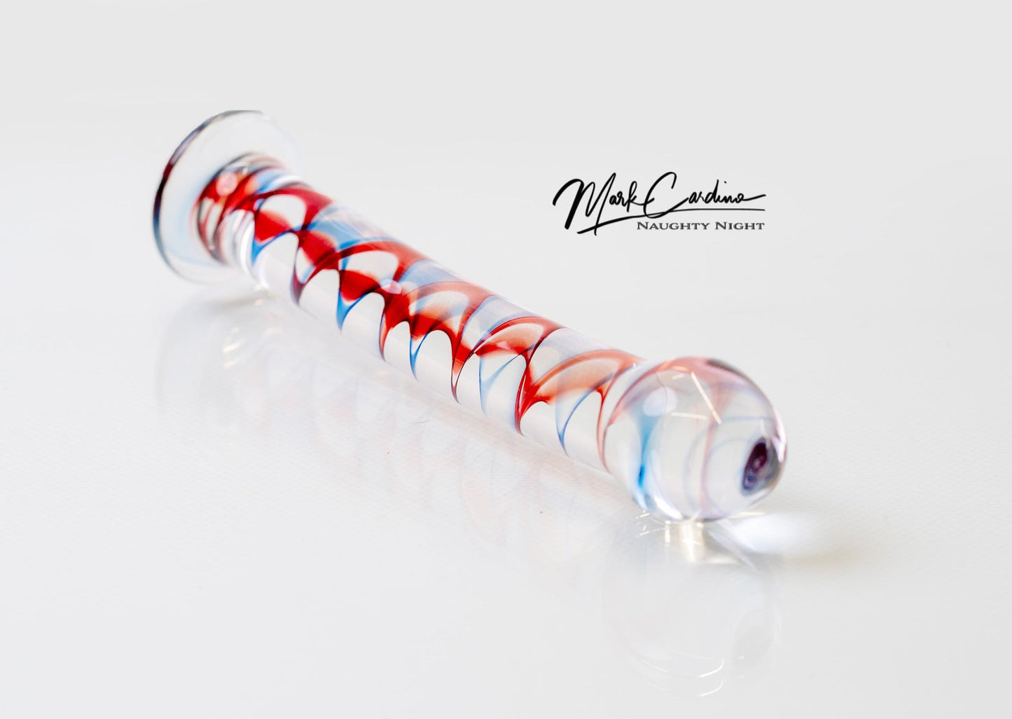 Glass Dildo -  Red and Blue Inner Swirls Sex Toy
