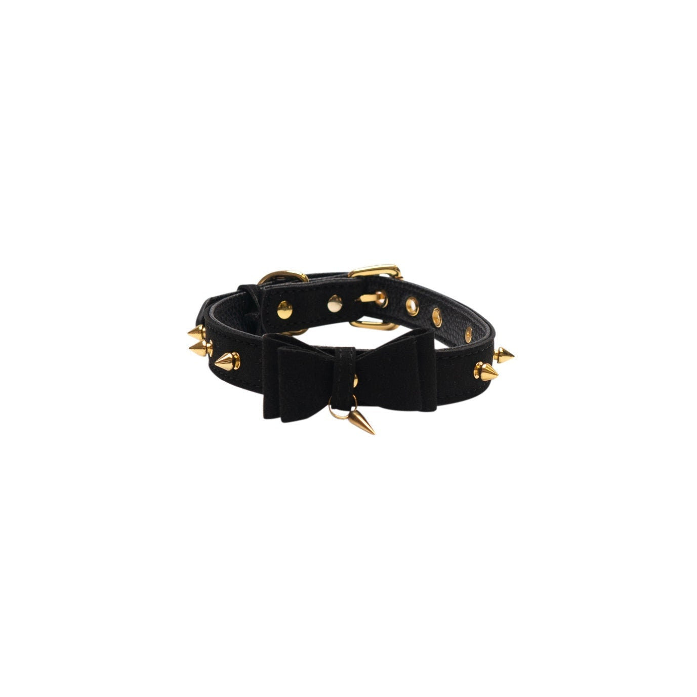 Black and Gold Sexy Bdsm Collar - Gold Spikes Choker