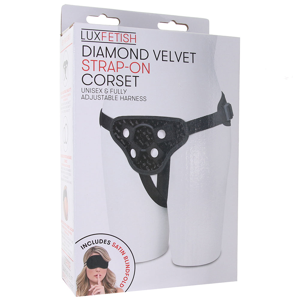 Lux Fetish Diamond Velvet Corset Strap-On Harness