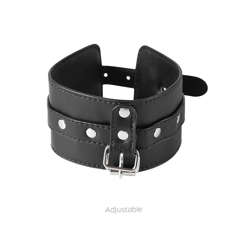 PRISONER Faux Leather Wrist Cuffs with Thumb Cuffs