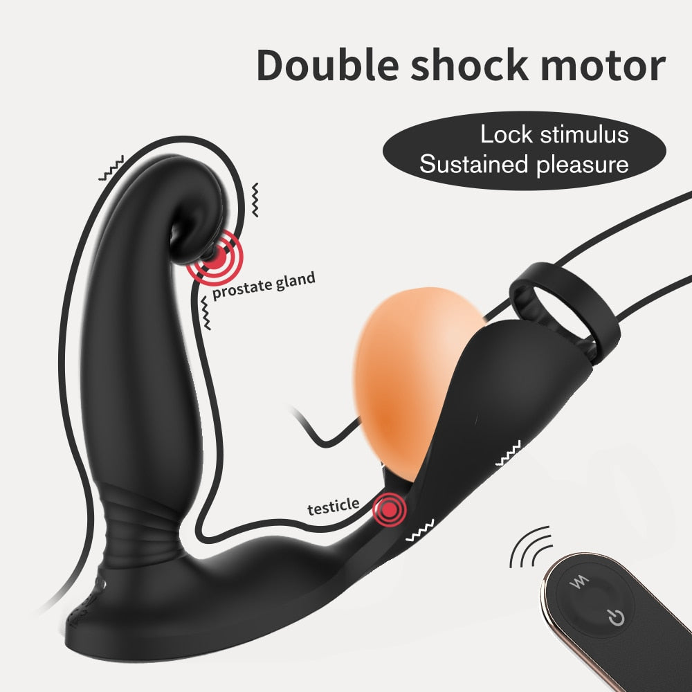 Wireless Remote Anal Vibrator Prostate Massager Testicular Massage Butt Plug Delay Ejaculation Ring